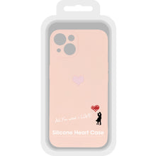 Заредете изображение във визуализатора на галерията – Vennus Silicone Heart Case for Iphone 13 design 1 pink
