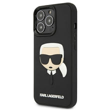 Заредете изображение във визуализатора на галерията – Original Pouch KARL LAGERFELD 3D Rubber Karl`s Head hardcase KLHCP13LKH3DBKK for Iphone 13 Pro Black
