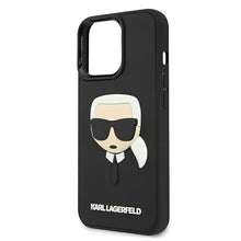 Заредете изображение във визуализатора на галерията – Original Pouch KARL LAGERFELD 3D Rubber Karl`s Head hardcase KLHCP13LKH3DBKK for Iphone 13 Pro Black
