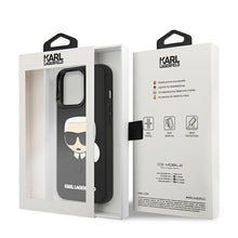 Заредете изображение във визуализатора на галерията – Original Pouch KARL LAGERFELD 3D Rubber Karl`s Head hardcase KLHCP13LKH3DBKK for Iphone 13 Pro Black
