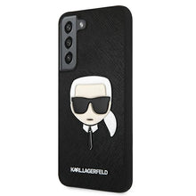 Заредете изображение във визуализатора на галерията – Original KARL LAGERFELD Case Saffiano Ikonik Karl`s Head KLHCS22MSAKHBK for Samsung Galaxy S22 Plus Black
