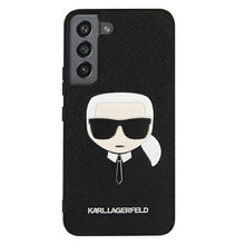 Заредете изображение във визуализатора на галерията – Original KARL LAGERFELD Case Saffiano Ikonik Karl`s Head KLHCS22MSAKHBK for Samsung Galaxy S22 Plus Black
