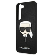 Заредете изображение във визуализатора на галерията – Original KARL LAGERFELD Case Saffiano Ikonik Karl`s Head KLHCS22MSAKHBK for Samsung Galaxy S22 Plus Black
