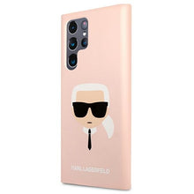 Заредете изображение във визуализатора на галерията – Original KARL LAGERFELD Case - Silicone Karl`s Head Hardcase KLHCS22LSLKHPI for Samsung Galaxy S22 Ultra Pink
