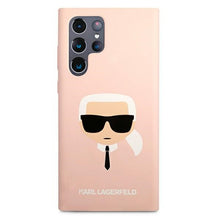 Заредете изображение във визуализатора на галерията – Original KARL LAGERFELD Case - Silicone Karl`s Head Hardcase KLHCS22LSLKHPI for Samsung Galaxy S22 Ultra Pink
