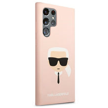 Заредете изображение във визуализатора на галерията – Original KARL LAGERFELD Case - Silicone Karl`s Head Hardcase KLHCS22LSLKHPI for Samsung Galaxy S22 Ultra Pink
