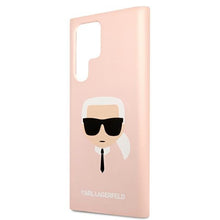 Заредете изображение във визуализатора на галерията – Original KARL LAGERFELD Case - Silicone Karl`s Head Hardcase KLHCS22LSLKHPI for Samsung Galaxy S22 Ultra Pink
