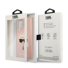 Заредете изображение във визуализатора на галерията – Original KARL LAGERFELD Case - Silicone Karl`s Head Hardcase KLHCS22LSLKHPI for Samsung Galaxy S22 Ultra Pink

