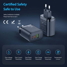 Заредете изображение във визуализатора на галерията – Wall charger Dux Ducis C110 Super Si - USB + 2xType C - PD 65W 5A black
