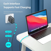 Заредете изображение във визуализатора на галерията – Wall charger Dux Ducis C110 Super Si - USB + 2xType C - PD 65W 5A black
