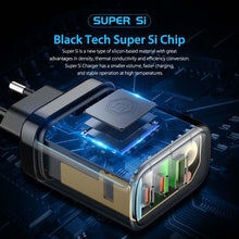 Заредете изображение във визуализатора на галерията – Wall charger Dux Ducis C110 Super Si - USB + 2xType C - PD 65W 5A black
