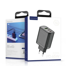 Заредете изображение във визуализатора на галерията – Wall charger Dux Ducis C110 Super Si - USB + 2xType C - PD 65W 5A black
