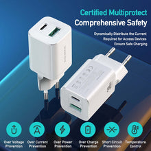 Заредете изображение във визуализатора на галерията – Wall charger Dux Ducis C80 Super Si - USB + Type C - PD 30W QC 3.0 18W 3A white
