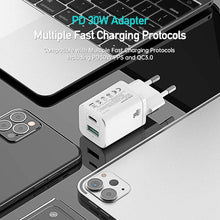 Заредете изображение във визуализатора на галерията – Wall charger Dux Ducis C80 Super Si - USB + Type C - PD 30W QC 3.0 18W 3A white

