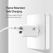 Заредете изображение във визуализатора на галерията – Wall charger Dux Ducis C80 Super Si - USB + Type C - PD 30W QC 3.0 18W 3A white
