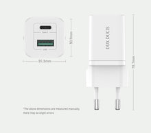 Заредете изображение във визуализатора на галерията – Wall charger Dux Ducis C80 Super Si - USB + Type C - PD 30W QC 3.0 18W 3A white
