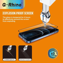 Заредете изображение във визуализатора на галерията – G-Rhino Full Glue 6D Tempered Glass for IPHONE 13 MINI Black - 10 PACK
