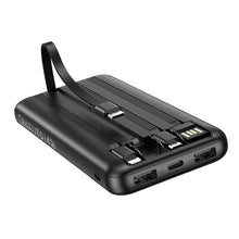 Заредете изображение във визуализатора на галерията – Borofone Power Bank 10000mAh BJ20 Mobile - 2xUSB - with 3 in 1 Micro USB, Type C, Lightning cable black
