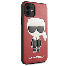 Заредете изображение във визуализатора на галерията – Original Pouch KARL LAGERFELD Ikonic Karl Fullbody Hard Case KLHCN61IKPURE for Iphone 11/XR Red
