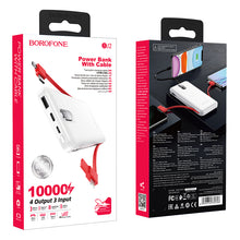Заредете изображение във визуализатора на галерията – Borofone Power Bank 10000mAh BJ2 Buena - 1xUSB - with Micro USB, Type C + Lightning cables white
