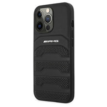 Заредете изображение във визуализатора на галерията – Original AMG Case Leather Debossed Lines AMHCP13LGSEBK for Iphone 13 Pro Black
