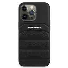 Заредете изображение във визуализатора на галерията – Original AMG Case Leather Debossed Lines AMHCP13LGSEBK for Iphone 13 Pro Black
