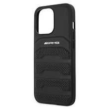 Заредете изображение във визуализатора на галерията – Original AMG Case Leather Debossed Lines AMHCP13LGSEBK for Iphone 13 Pro Black
