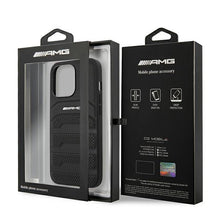 Заредете изображение във визуализатора на галерията – Original AMG Case Leather Debossed Lines AMHCP13LGSEBK for Iphone 13 Pro Black
