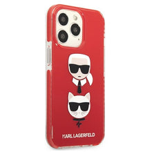 Заредете изображение във визуализатора на галерията – Original KARL LAGERFELD Karl  Choupette Head Hardcase KLHCP13XTPE2TR for Iphone 13 Pro Max Red

