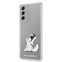 Заредете изображение във визуализатора на галерията – Original Pouch KARL LAGERFELD Choupette Eat Hard Case KLHCS21FCFNRC for Samsung Galaxy S21 FE Transparent
