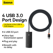 Заредете изображение във визуализатора на галерията – Baseus Adapter HUB - USB to 4xUSB3.0 - 2 meters (WKQX030201) black
