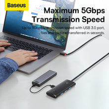 Заредете изображение във визуализатора на галерията – Baseus Adapter HUB - USB to 4xUSB3.0 - 2 meters (WKQX030201) black
