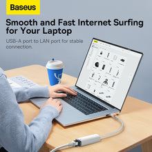 Заредете изображение във визуализатора на галерията – Baseus Adapter Lite Series - USB to RJ45 - 1000 Mbps (WKQX000102) white
