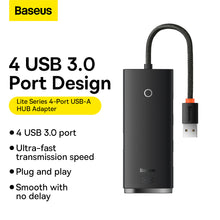 Заредете изображение във визуализатора на галерията – Baseus Adapter HUB - USB to 4xUSB3.0 - 0,25 meters (WKQX030001) black
