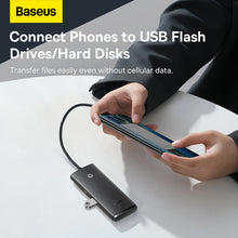Заредете изображение във визуализатора на галерията – Baseus Adapter HUB - USB to 4xUSB3.0 - 0,25 meters (WKQX030001) black
