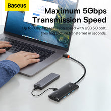 Заредете изображение във визуализатора на галерията – Baseus Adapter HUB - USB to 4xUSB3.0 - 0,25 meters (WKQX030001) black
