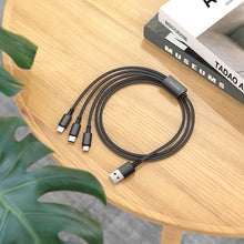 Заредете изображение във визуализатора на галерията – Borofone Cable BX72 3 in 1 - USB to Type C, Micro USB, Lightning - 2A 1 metre black
