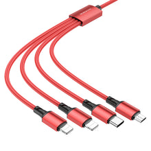 Заредете изображение във визуализатора на галерията – Borofone Cable BX72 4 in 1 - USB to Type C, Micro USB, 2xLightning - 2A 1 metre red
