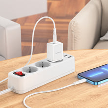 Заредете изображение във визуализатора на галерията – Borofone Wall charger BN6 Field - Type C - QC 3.0 PD 20W with Type C to Lightning cable white
