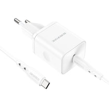 Заредете изображение във визуализатора на галерията – Borofone Wall charger BN6 Field - Type C - QC 3.0 PD 20W with Type C to Typ C cable white
