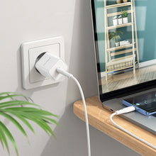 Заредете изображение във визуализатора на галерията – Borofone Wall charger BN6 Field - Type C - QC 3.0 PD 20W with Type C to Typ C cable white
