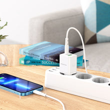 Заредете изображение във визуализатора на галерията – Borofone Wall charger BN7 - USB + Type C - QC 3.0 PD 20W white
