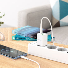Заредете изображение във визуализатора на галерията – Borofone Wall charger BN7 - USB + Type C - QC 3.0 PD 20W with Type C to Type C cable white
