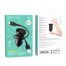 Заредете изображение във визуализатора на галерията – Borofone Car charger BZ18 - USB - QC 3.0 18W with USB to Micro USB cable black
