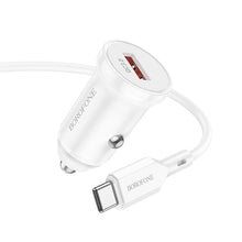 Заредете изображение във визуализатора на галерията – Borofone Car charger BZ18 - USB - QC 3.0 18W with USB to Typ C cable white

