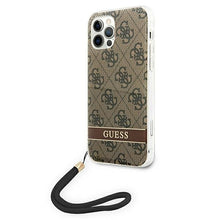 Заредете изображение във визуализатора на галерията – Original Case GUESS 4G Print Strap Hardcase GUOHCP12MH4STW for Iphone 12/12 Pro Brown
