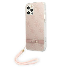 Заредете изображение във визуализатора на галерията – Original Case GUESS 4G Print Strap Hardcase GUOHCP12MH4STP for Iphone 12/12 Pro Pink
