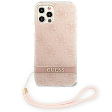 Заредете изображение във визуализатора на галерията – Original Case GUESS 4G Print Strap Hardcase GUOHCP12MH4STP for Iphone 12/12 Pro Pink
