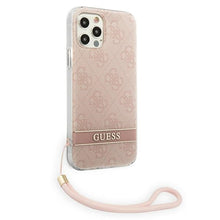 Заредете изображение във визуализатора на галерията – Original Case GUESS 4G Print Strap Hardcase GUOHCP12MH4STP for Iphone 12/12 Pro Pink
