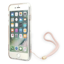 Заредете изображение във визуализатора на галерията – Original Case GUESS 4G Print Strap Hardcase GUOHCI8H4STP for Iphone 7/8/SE 2020/SE 2022 Pink
